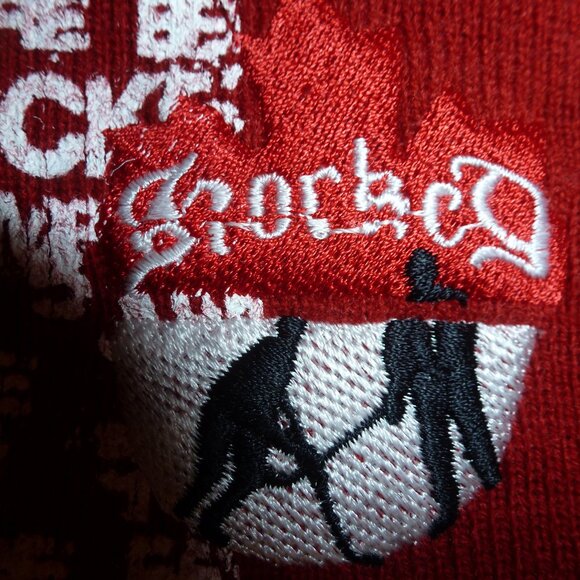 Hockey Hat Beanie Red with white prints and LOGO - Picture 7 of 8
